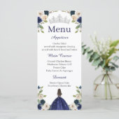 Blue Floral Princess Quinceañera Menu Menu (Debout devant)