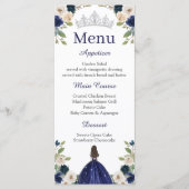 Blue Floral Princess Quinceañera Menu Menu (Devant)