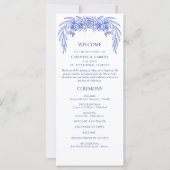 Blue Floral Programme de mariage français (Devant)