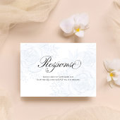 Blue Floral QR Code Wedding RSVP Calligraphy