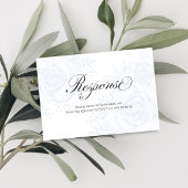 Blue Floral QR Code Wedding RSVP Calligraphy