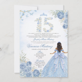 Blue Floral Quinceañera Elegant Princess Kaart