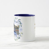 Blue Floral Roos Afstuderen gepersonaliseerde foto Mok (Midden)