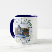 Blue Floral Roos Afstuderen gepersonaliseerde foto Mok (Voorkant links)