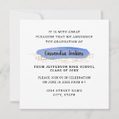 Blue Floral Roos Graduation Party Aankondiging (Achterkant)