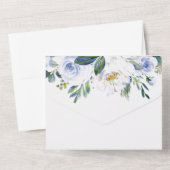 Blue Floral Roos Graduation Party Aankondiging (Achterkant)