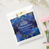Blue Floral Rozen Quinceanera Party Bedankzakje (Gezegeld)