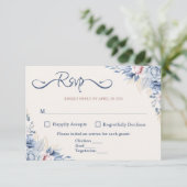 Blue Floral RSVP-kaart RSVP Kaartje (Staand voorkant)