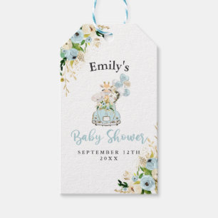 Blue Floral Safari Animals rijden per Baby shower Cadeaulabel
