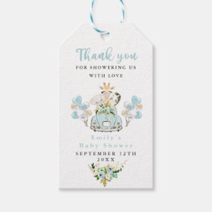 Blue Floral Safari Animals rijden per Baby shower Cadeaulabel
