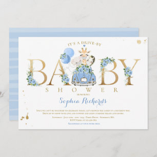 Blue Floral Safari Animals rijden per Baby shower Kaart