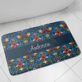 Blue Floral Scandinavian Folk Art Pattern Badmat