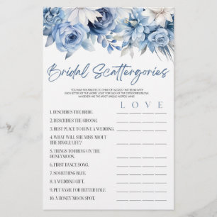 Blue Floral Scattergories Vrijgezellenfeest spel Briefpapier