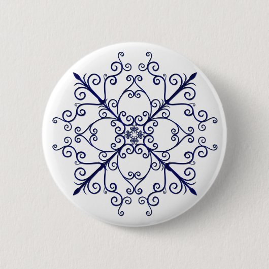Blue Floral Scroll Button (Voorkant)