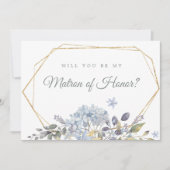 Blue Floral Serez-vous ma carte de chef d'honneur (Devant)