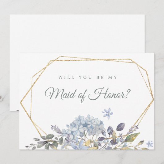 Blue Floral Serez-vous ma carte de femme d'honneur (Devant / Derrière)