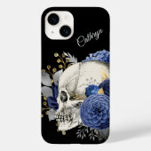 Blue Floral Skull Personalized Case-Mate iPhone Case (Achterkant)