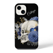 Blue Floral Skull Personalized