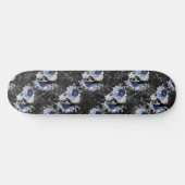 Blue Floral Skull Series Design 1 Skateboard (Horizontaal)