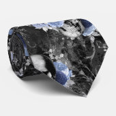 Blue Floral Skull Series Design 1 Stropdas (Opgerold)