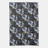 Blue Floral Skull Series Design 1 Theedoek (Verticaal)