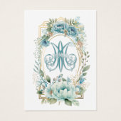 Blue Floral Spain Funeral Prayer Visitekaartje (Voorkant)