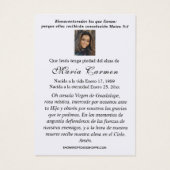 Blue Floral Spain Funeral Prayer Visitekaartje (Achterkant)