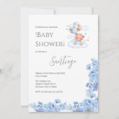 Blue floral Spanish Baby Shower Boy invitation (Devant)