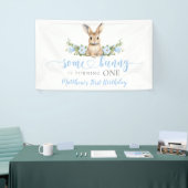 Blue Floral Spring Rabbit Some Bunny 1st Birthday Spandoek (Beurs)