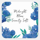 Blue Floral Square Sticker (Voorkant)