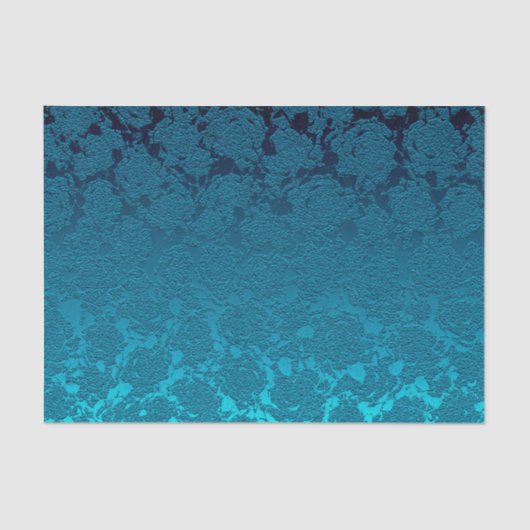 Blue Floral Succulent Print Pattern Metallic Tissuepapier (Voorkant)