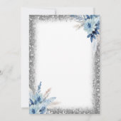 Blue Floral Tea cup Glitter Lijst Baby shower Kaart (Achterkant)