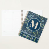 Blue Floral Teacher Gepersonaliseerde Monogram Naa Planner (Display)