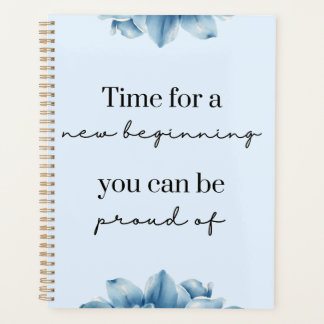 Blue Floral Time voor een nieuw begin Motivatie Planner