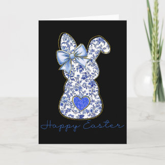 Blue Floral Toile Chinoiserie Bunny Easter For Gir Kaart