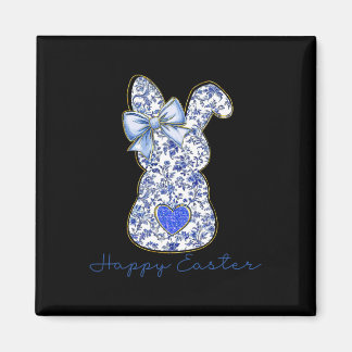 Blue Floral Toile Chinoiserie Bunny Easter For Gir Magneet