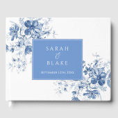 Blue Floral Toile Mariage Livre d'or (Recto)