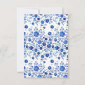 Blue Floral Toile style Wedding RSVP response Card (Dos)
