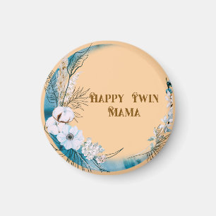 Blue Floral Twin Mama Magneet