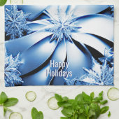 Blue Floral Vacances Noël Cuisine Serviette (Plié)