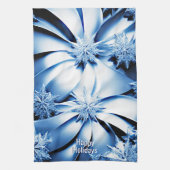 Blue Floral Vacances Noël Cuisine Serviette (Vertical)