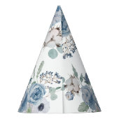 Blue Floral verjaardagsfeestje Pet Feesthoedjes (Achterkant)