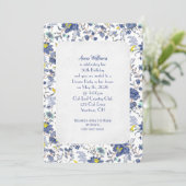 Blue Floral verjaardagsfeestje uitnodigen Kaart (Staand voorkant)