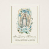Blue Floral Virgin Mary Funeral Prayer Kaart (Voorkant)