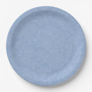 Blue Floral Vrijgezellenfeest Paper Dinner Borden Papieren Bordje