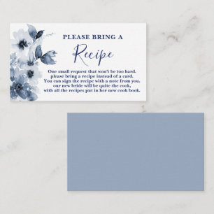 Blue Floral Vrijgezellenfeest Recipe Kaart Request
