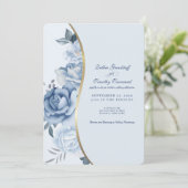 Blue Floral w/Custom Photo Wedding Invitation  (Debout devant)