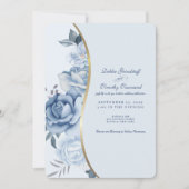 Blue Floral w/Custom Photo Wedding Invitation  (Devant)