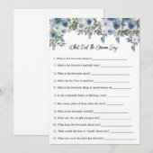 Blue Floral Wat zei de bruidegom spel Kaart (Voorkant / Achterkant)