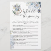 Blue Floral Wat zei de bruidegom zeggen bruidsspel (Voorkant)